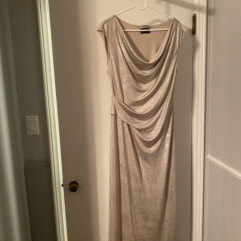 Connected Apparel metallic gold gown -size 14